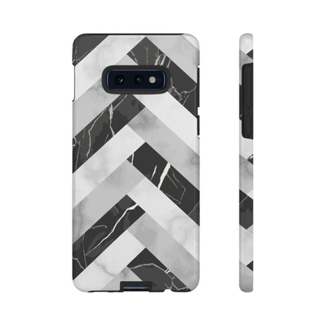 Grey Herringbone Android Case (Protective) Samsung Galaxy S10E Glossy Phone Case