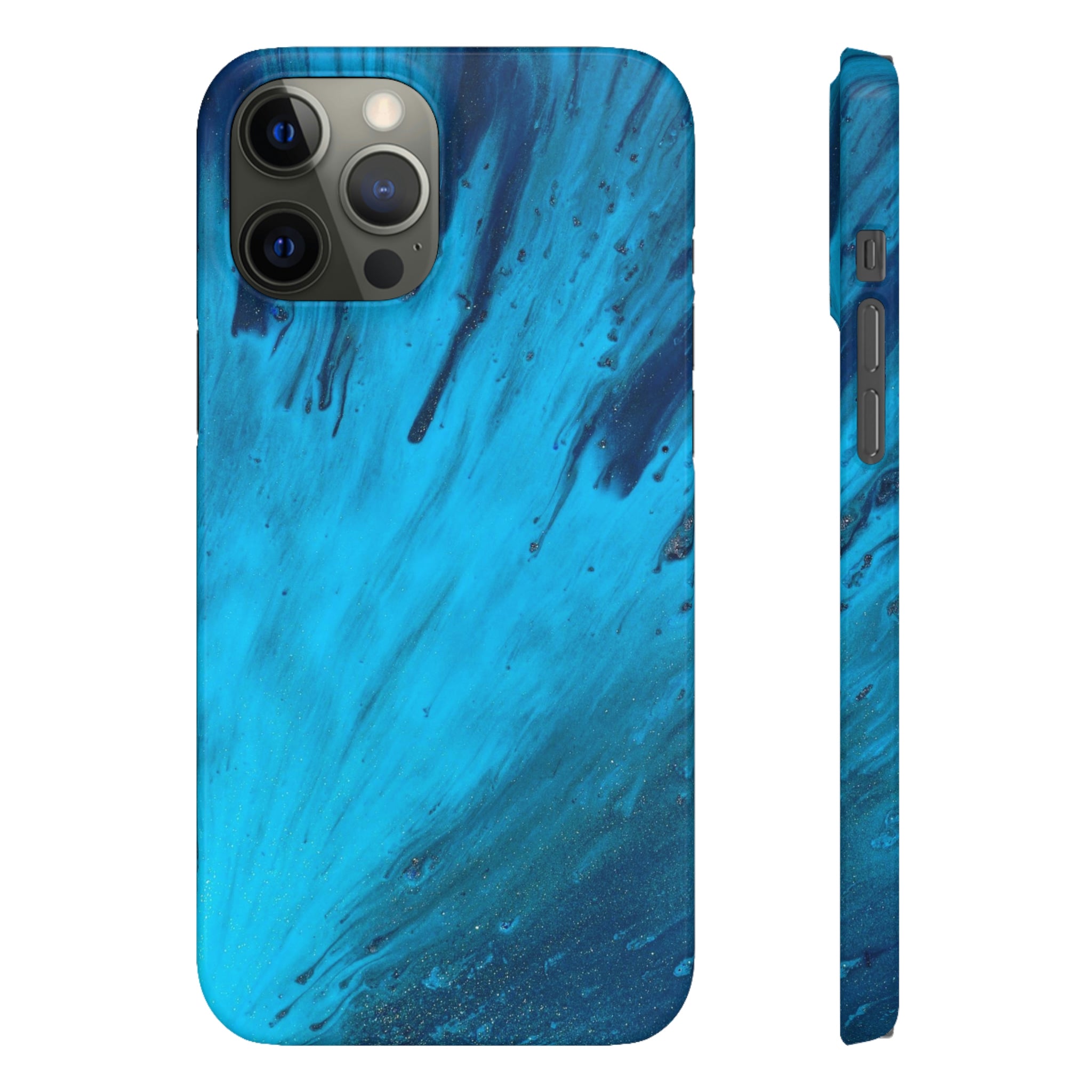 Light Blue Ink Art iPhone Case (Slim) iPhone 12 Pro Max Glossy Phone Case