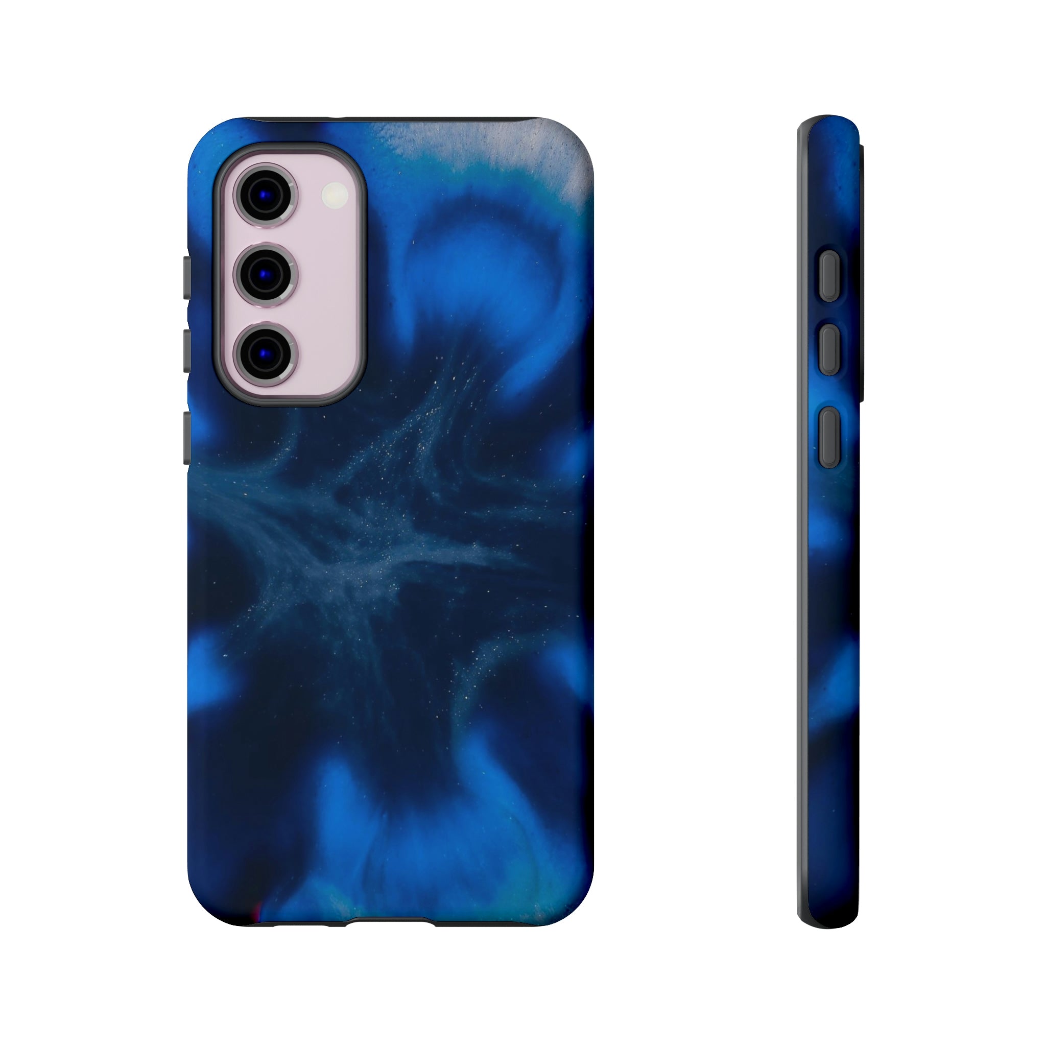 Blue Star Marble Ink Art Android Case (Protective) Samsung Galaxy S23 Plus Matte Phone Case