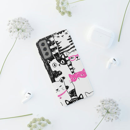 Black & Pink Cat Pattern Android Case (Protective) Phone Case