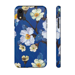 Elegant Flower on Blue iPhone Case (Protective) iPhone XR Matte Phone Case