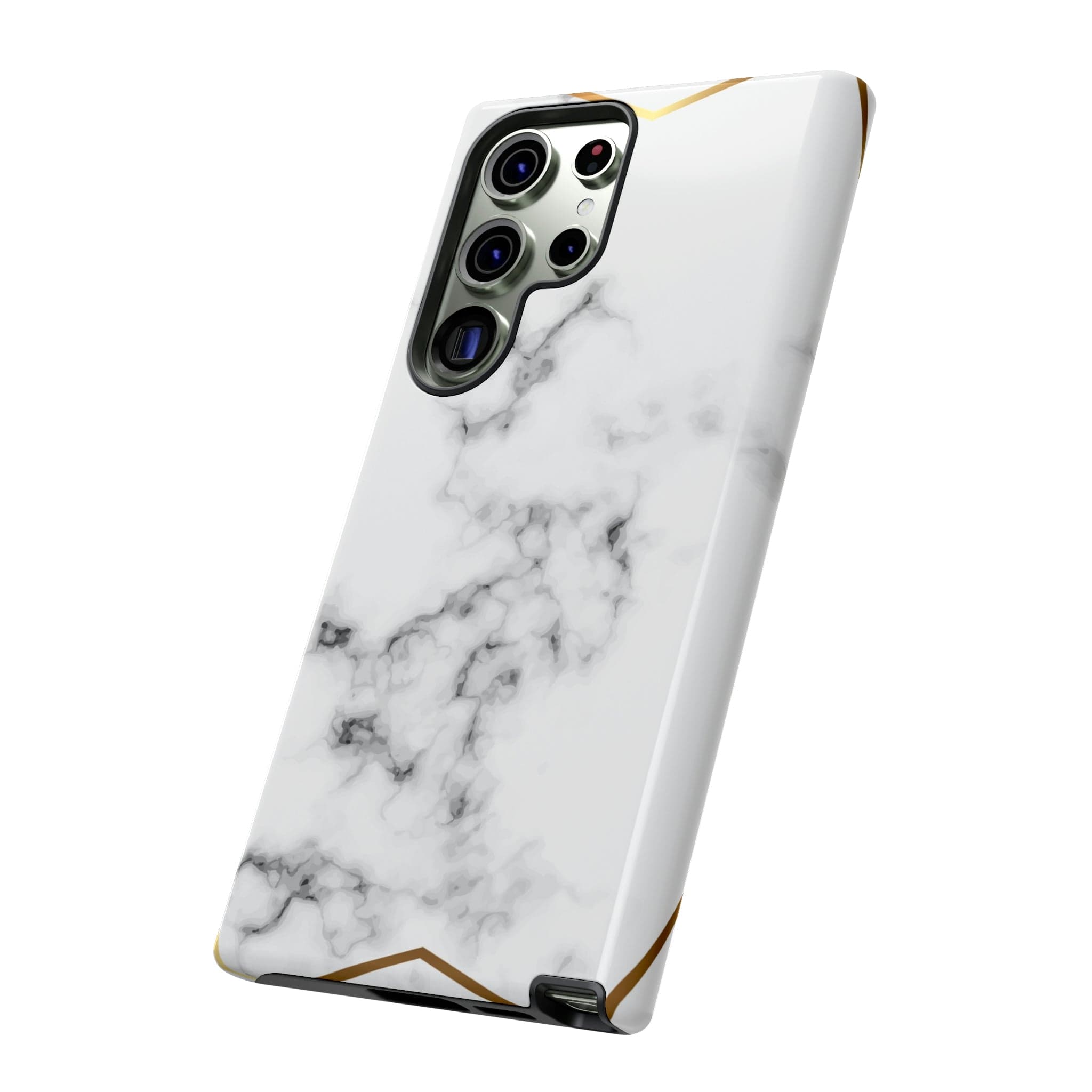 CASEBOB Phone Case White Marble Gold Android Case (Protective)