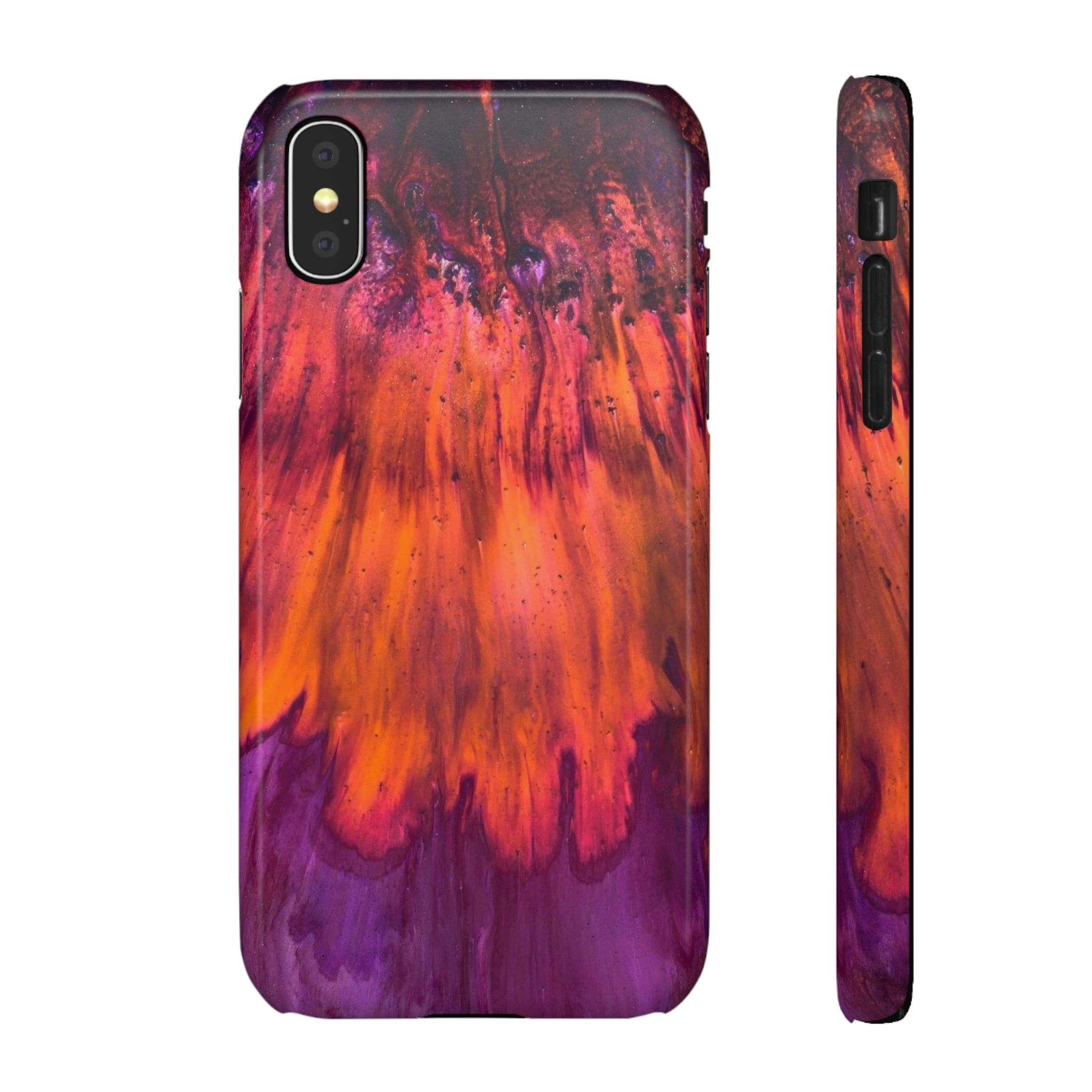 Orange Flow Ink Art iPhone Case (Slim) iPhone X Glossy Phone Case