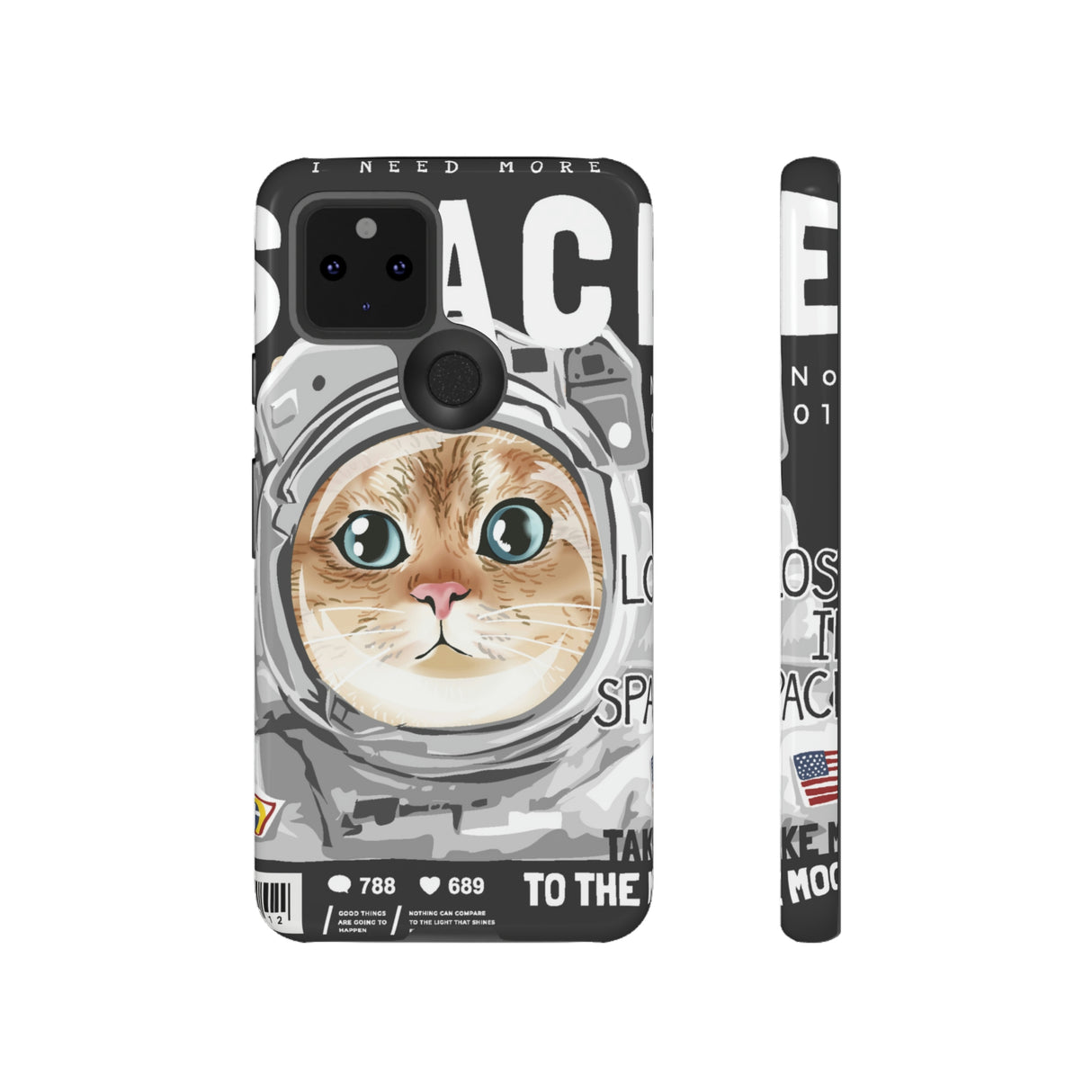 Space Cute Cat Android Case (Protective) Google Pixel 5 5G Glossy Phone Case