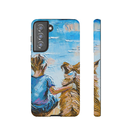 Boy with Dog Android Case (Protective) Samsung Galaxy S21 FE Matte Phone Case