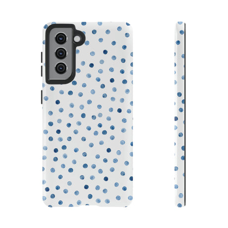 Blue Dots Pattern Android Case (Protective) Samsung Galaxy S21 Glossy Phone Case