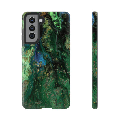 Green Liquid Marble Ink Art Android Case (Protective) Samsung Galaxy S21 Glossy Phone Case