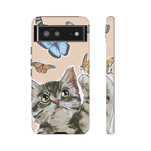 Cute Cat Butterflies Android Case (Protective) Google Pixel 6 Matte Phone Case