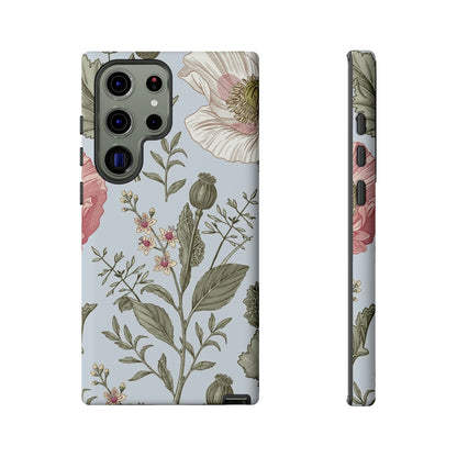 Poppy Blue Vintage Flower Samsung Case (Protective) Samsung Galaxy S23 Ultra Matte Phone Case