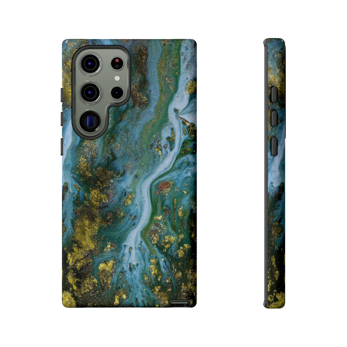 Ocean Blue Ink Art Android Case (Protective) Samsung Galaxy S23 Ultra Glossy Phone Case