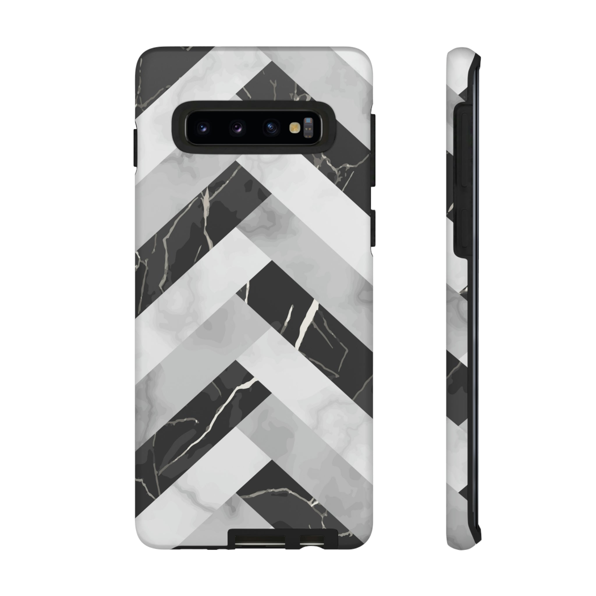 Grey Herringbone Android Case (Protective) Samsung Galaxy S10 Matte Phone Case