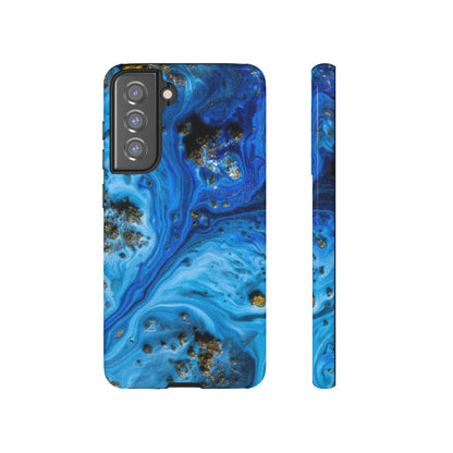 Blue Ice Melt Ink Art Android Case (Protective) Samsung S21 FE Glossy Phone Case