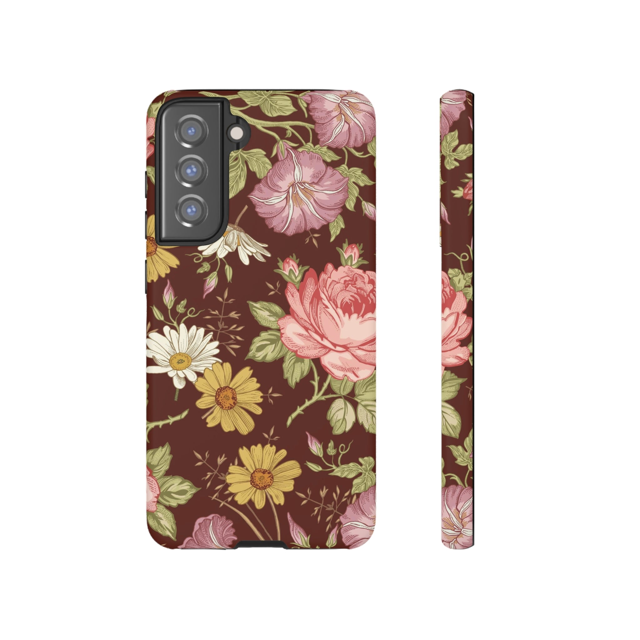 Dark red Vintage Flower Samsung Case (Protective) Samsung Galaxy S21 FE Matte Phone Case