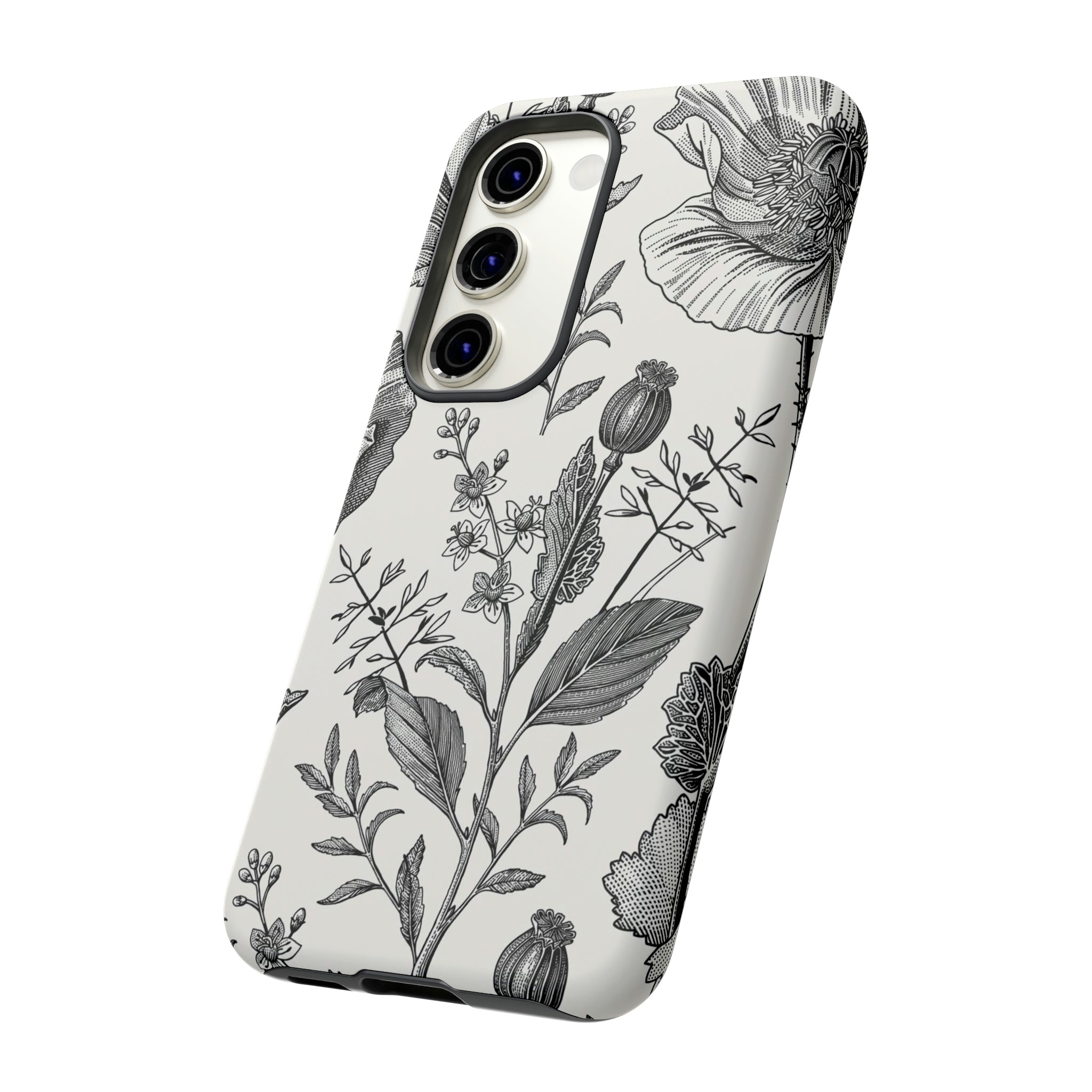 Poppy Gray Vintage Flower Samsung Case (Protective) Phone Case