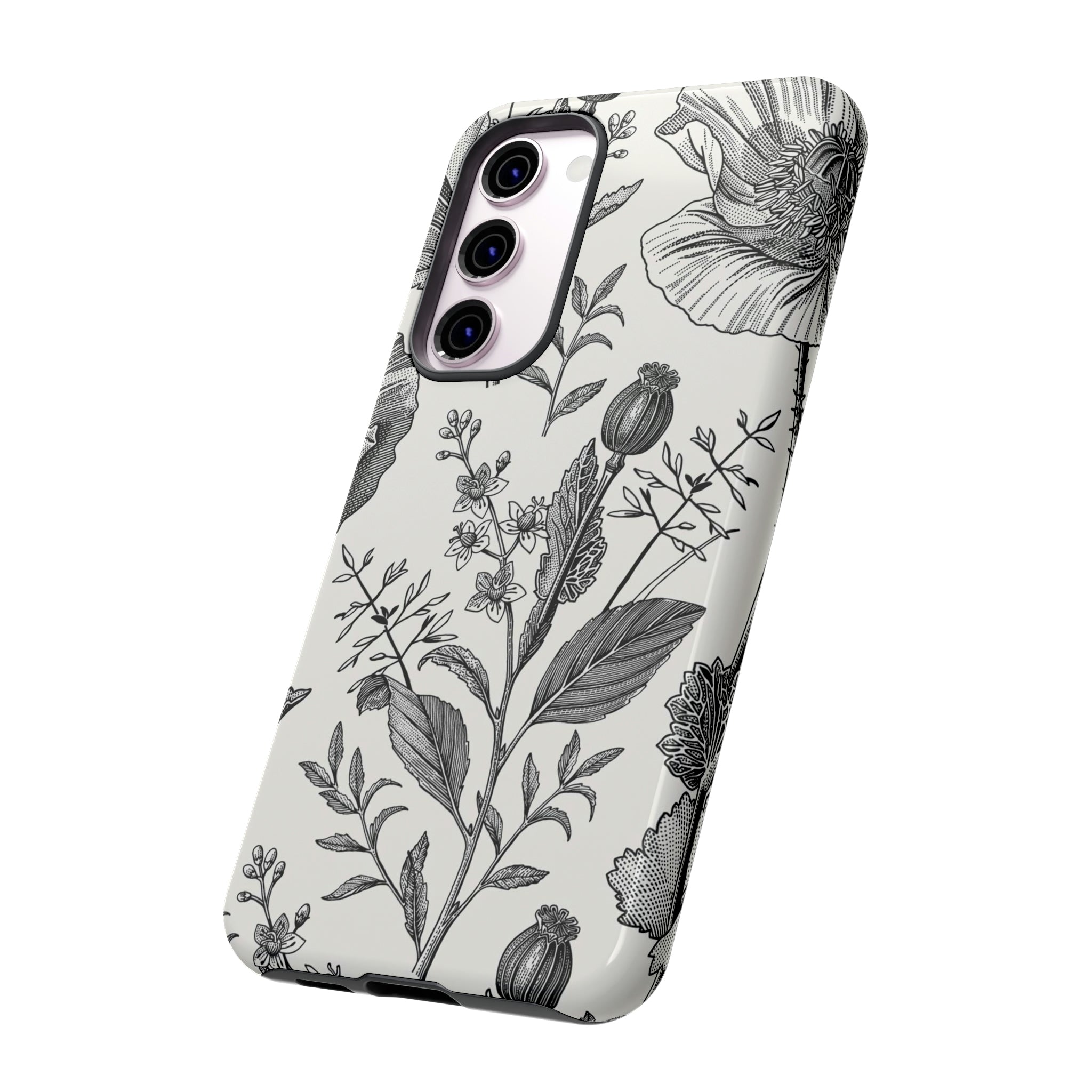 Poppy Gray Vintage Flower Samsung Case (Protective) Phone Case