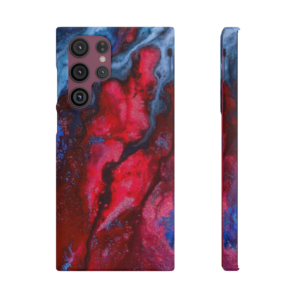 Neon Red Ink Art Android Case (Slim) Samsung Galaxy S22 Ultra Matte Phone Case