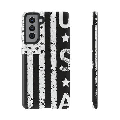 Black n White U.S Flag Android Case (Protective) Samsung Galaxy S21 Glossy Phone Case