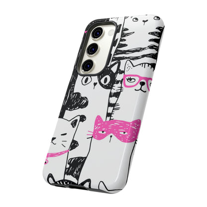 Black & Pink Cat Pattern Android Case (Protective) Phone Case