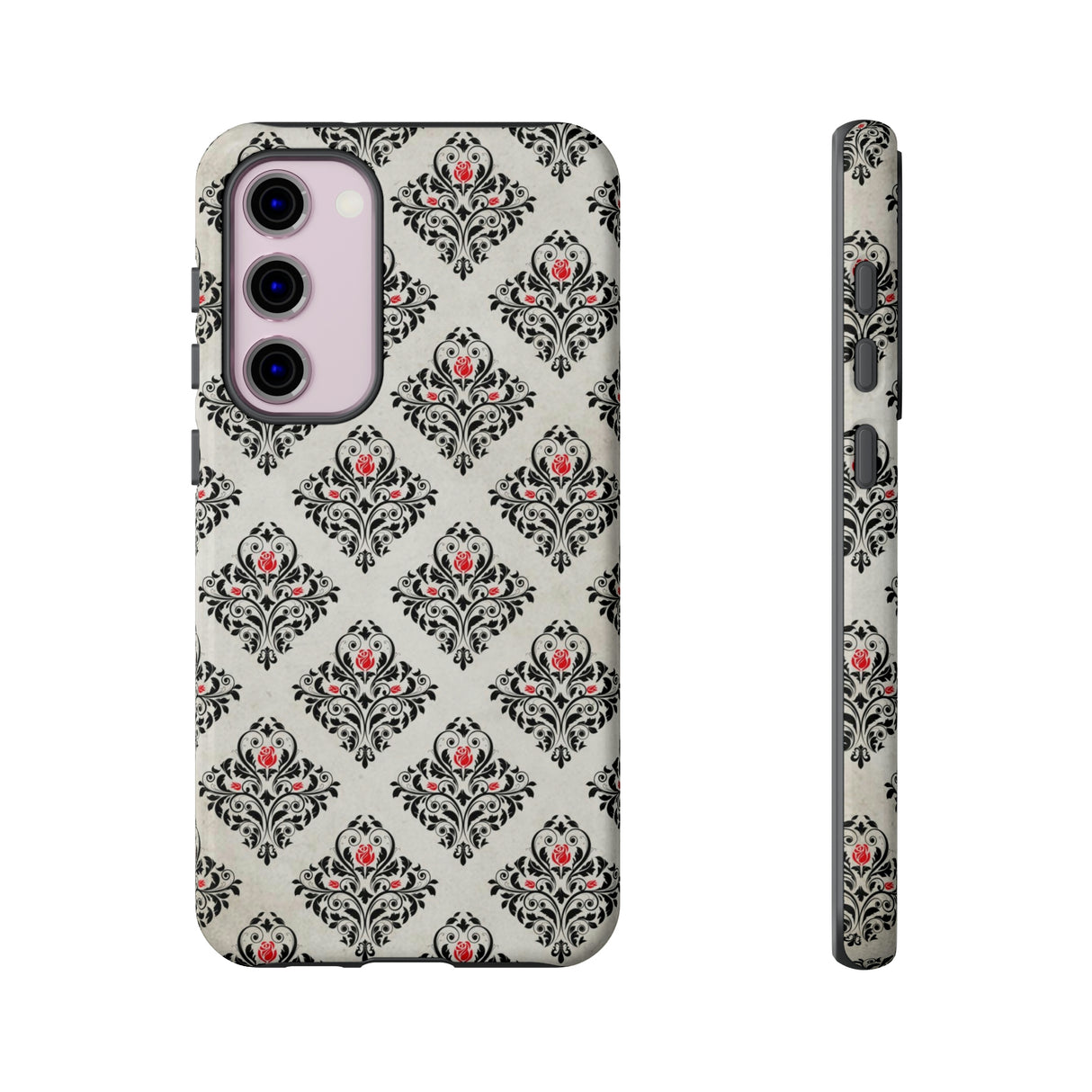 Grey Rose Gothic Flower Samsung Case (Protective) Samsung Galaxy S23 Plus Glossy Phone Case