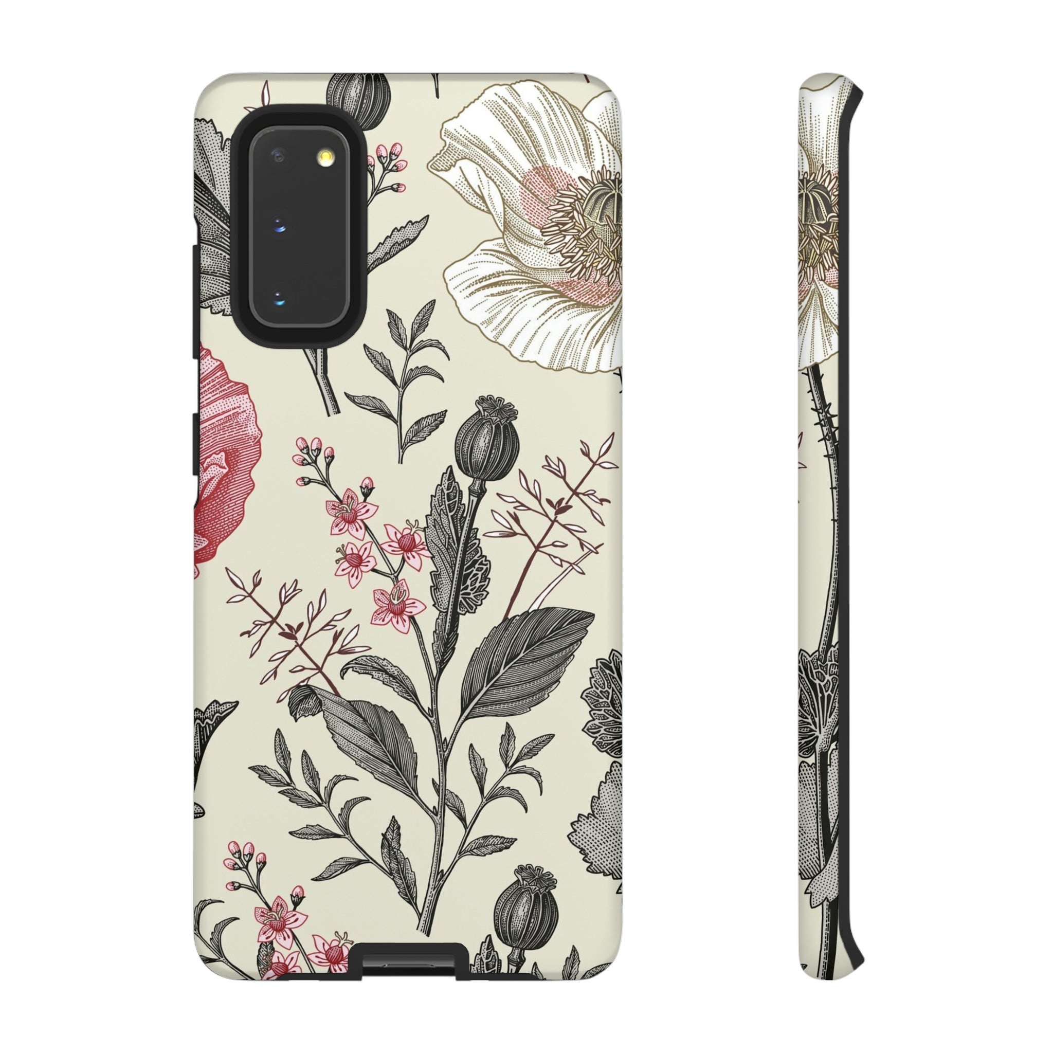 Poppy Pink Vintage Flower Samsung Case (Protective) Samsung Galaxy S20 Matte Phone Case