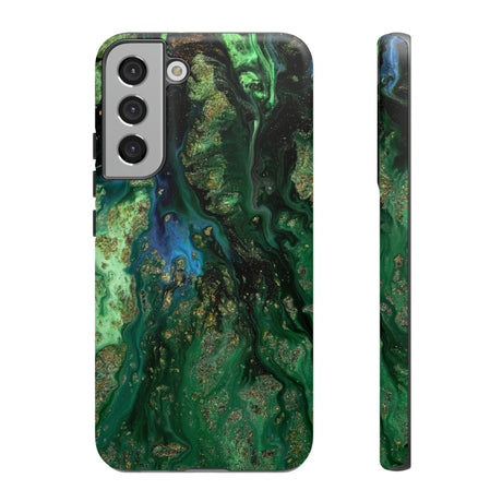 Green Liquid Marble Ink Art Android Case (Protective) Samsung Galaxy S22 Plus Matte Phone Case