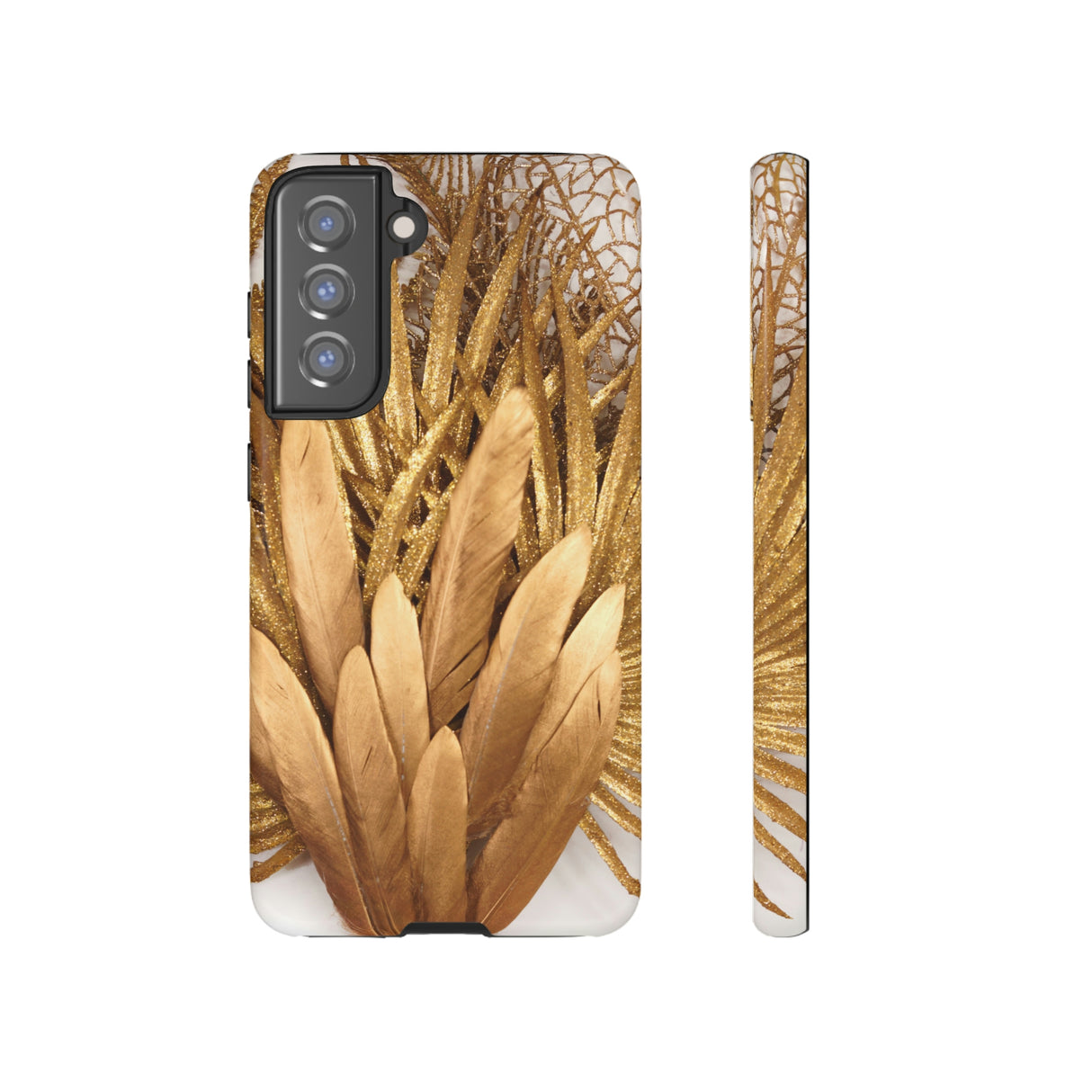 Gold Feather Android Case (Protective) Samsung Galaxy S21 FE Glossy Phone Case