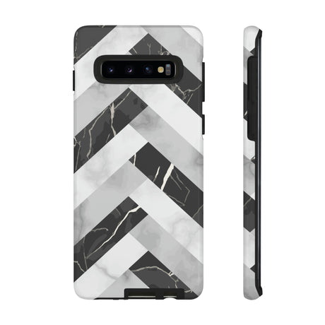 Grey Herringbone Android Case (Protective) Samsung Galaxy S10 Glossy Phone Case