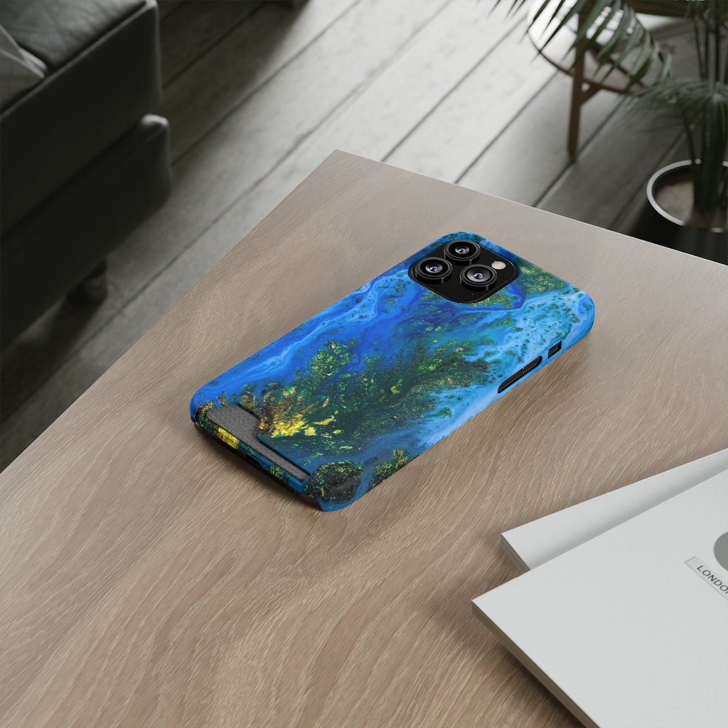 Blue Globe Ink Art iPhone Case (Card) Phone Case