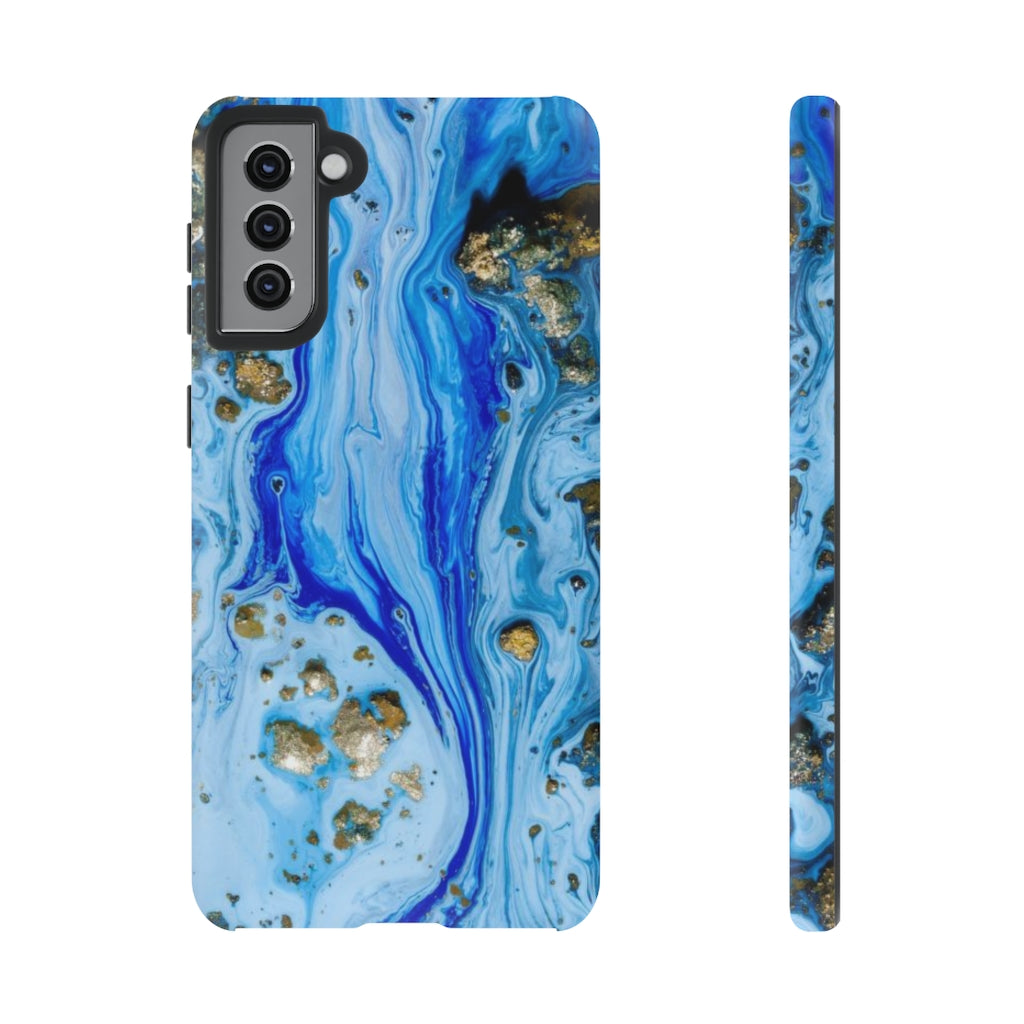 Blue Ice Ink Art Android Case (Protective) Samsung Galaxy S21 Plus Matte Phone Case