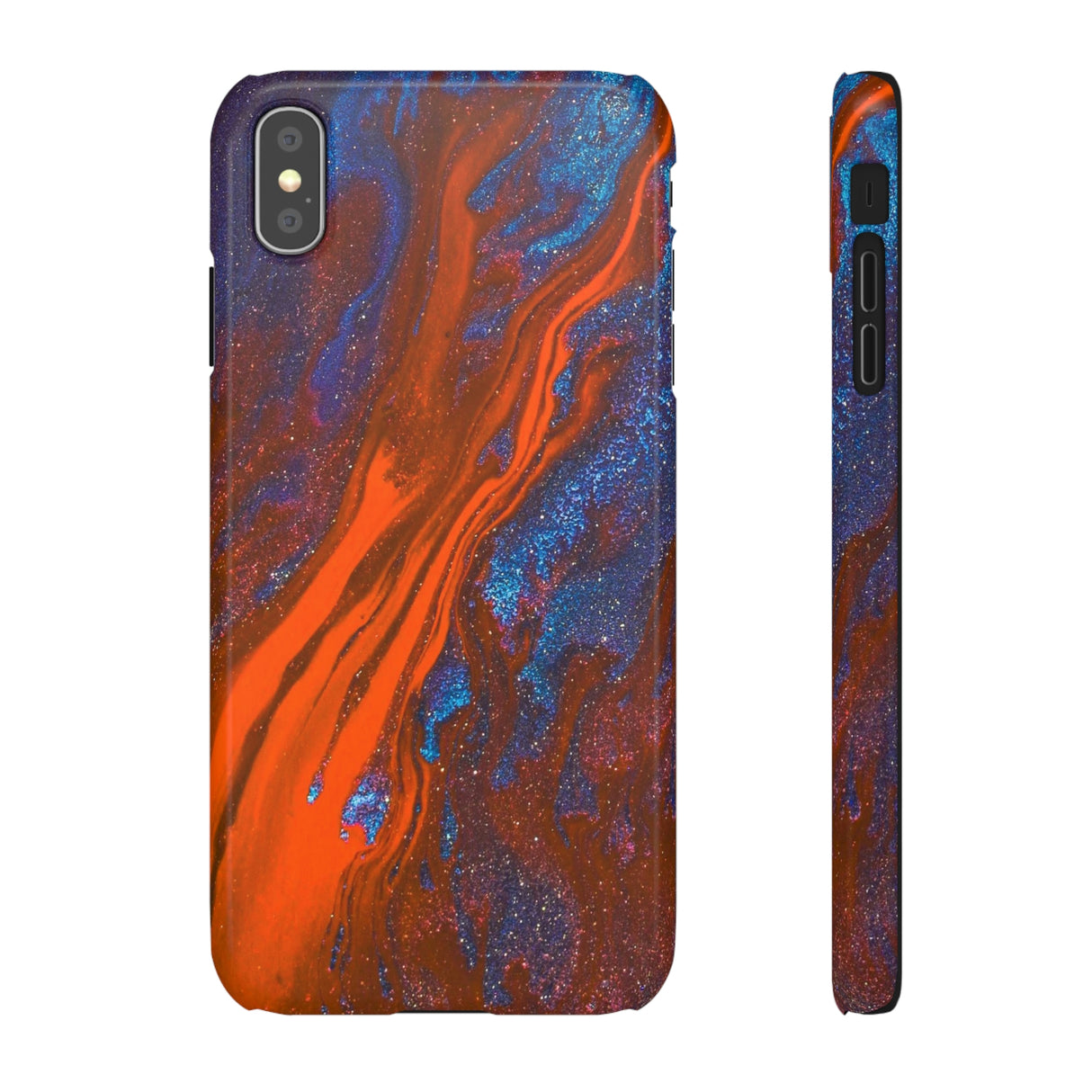 Orange Spikes Ink Art iPhone Case (Slim) iPhone XS MAX Glossy Phone Case