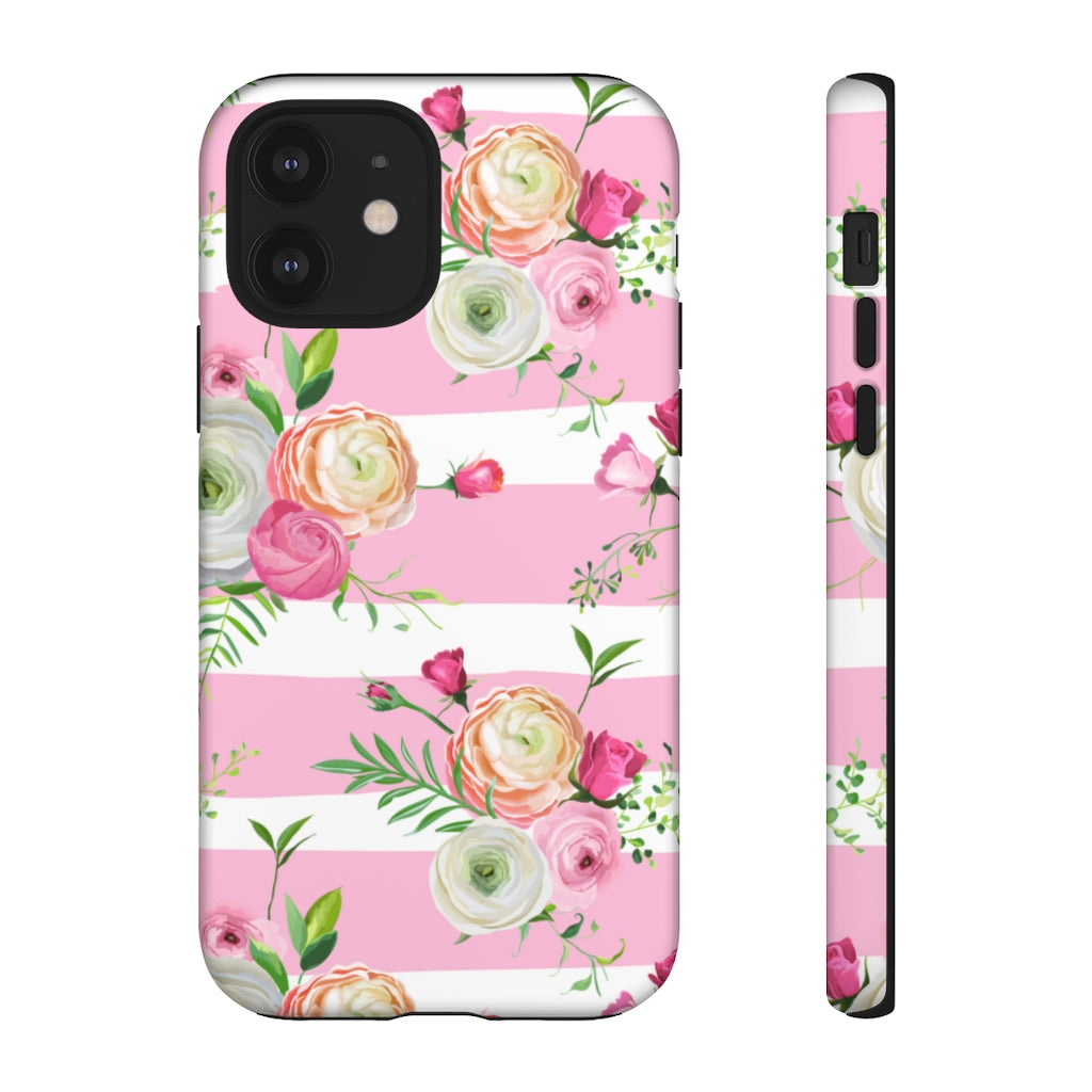 Pink Roses and Ranunculus Flowers iPhone Case (Protective) iPhone 12 Matte Phone Case