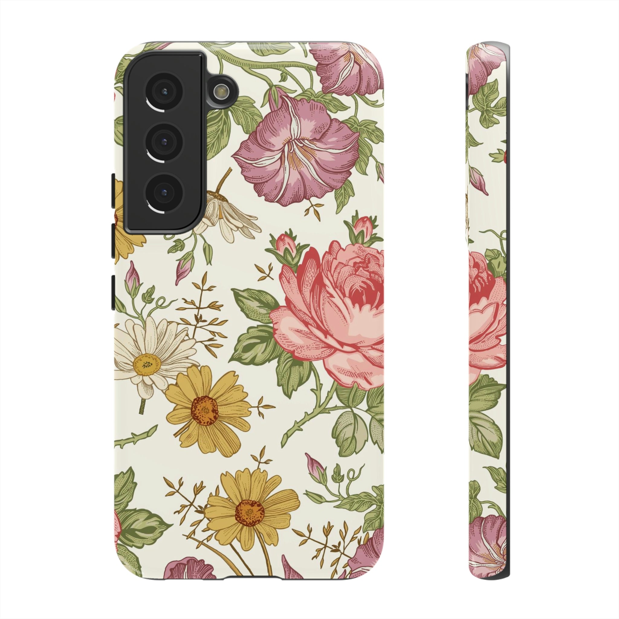 Fabric Vintage Flower Samsung Case (Protective) Samsung Galaxy S22 Glossy Phone Case