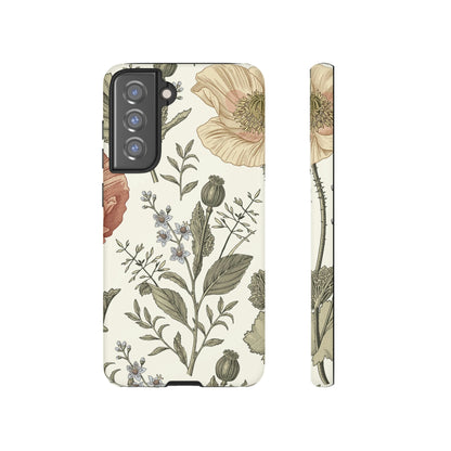 Poppy Brown Vintage Flower Samsung Case (Protective) Samsung Galaxy S21 FE Matte Phone Case