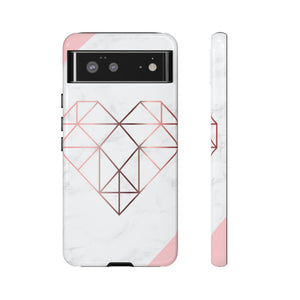 Heart Rose Gold Android Case (Protective) Google Pixel 6 Glossy Phone Case