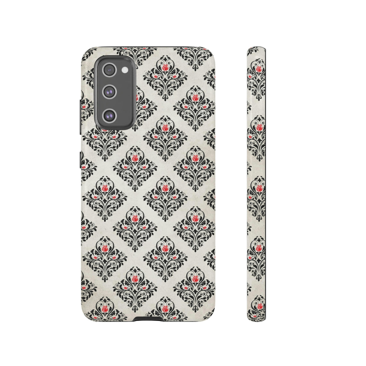 Grey Rose Gothic Flower Samsung Case (Protective) Samsung Galaxy S20 FE Glossy Phone Case