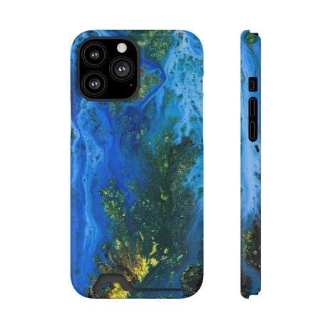 Blue Globe Ink Art iPhone Case (Card) iPhone 13 Pro Max Glossy With gift packaging Phone Case