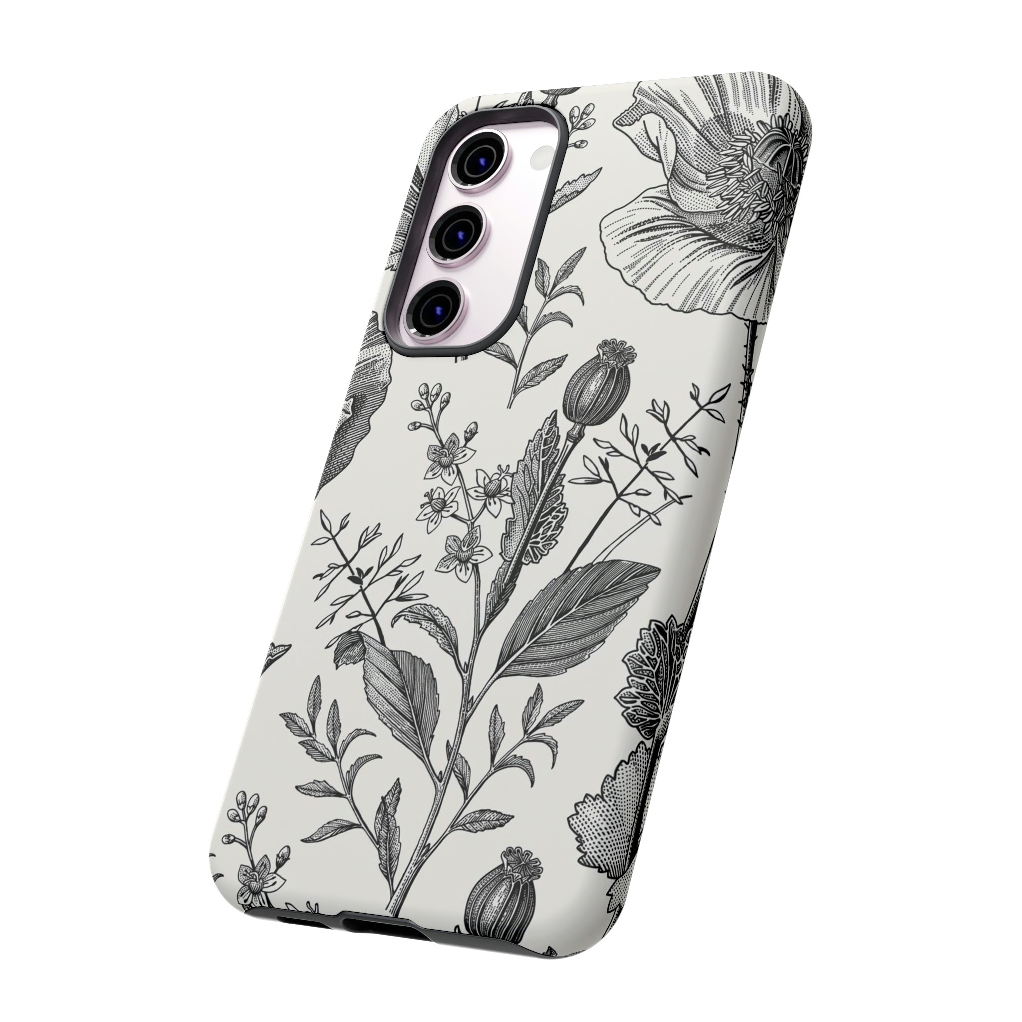 Poppy Gray Vintage Flower Samsung Case (Protective) Phone Case