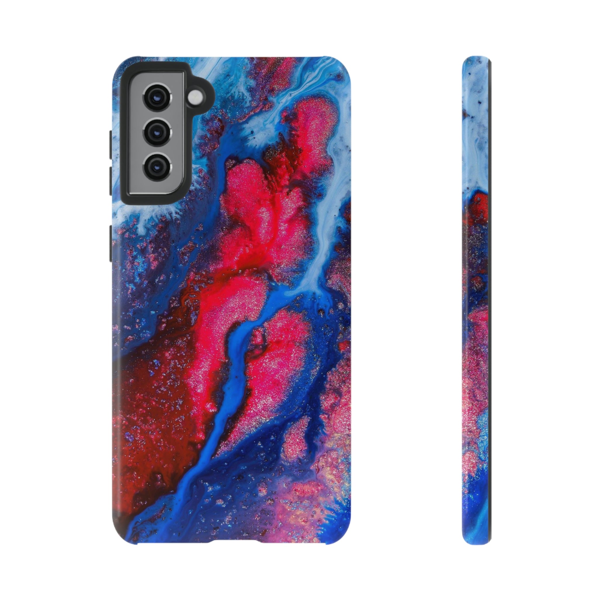 Red n Blue Ink Art Android Case (Protective) Samsung Galaxy S21 Plus Glossy Phone Case