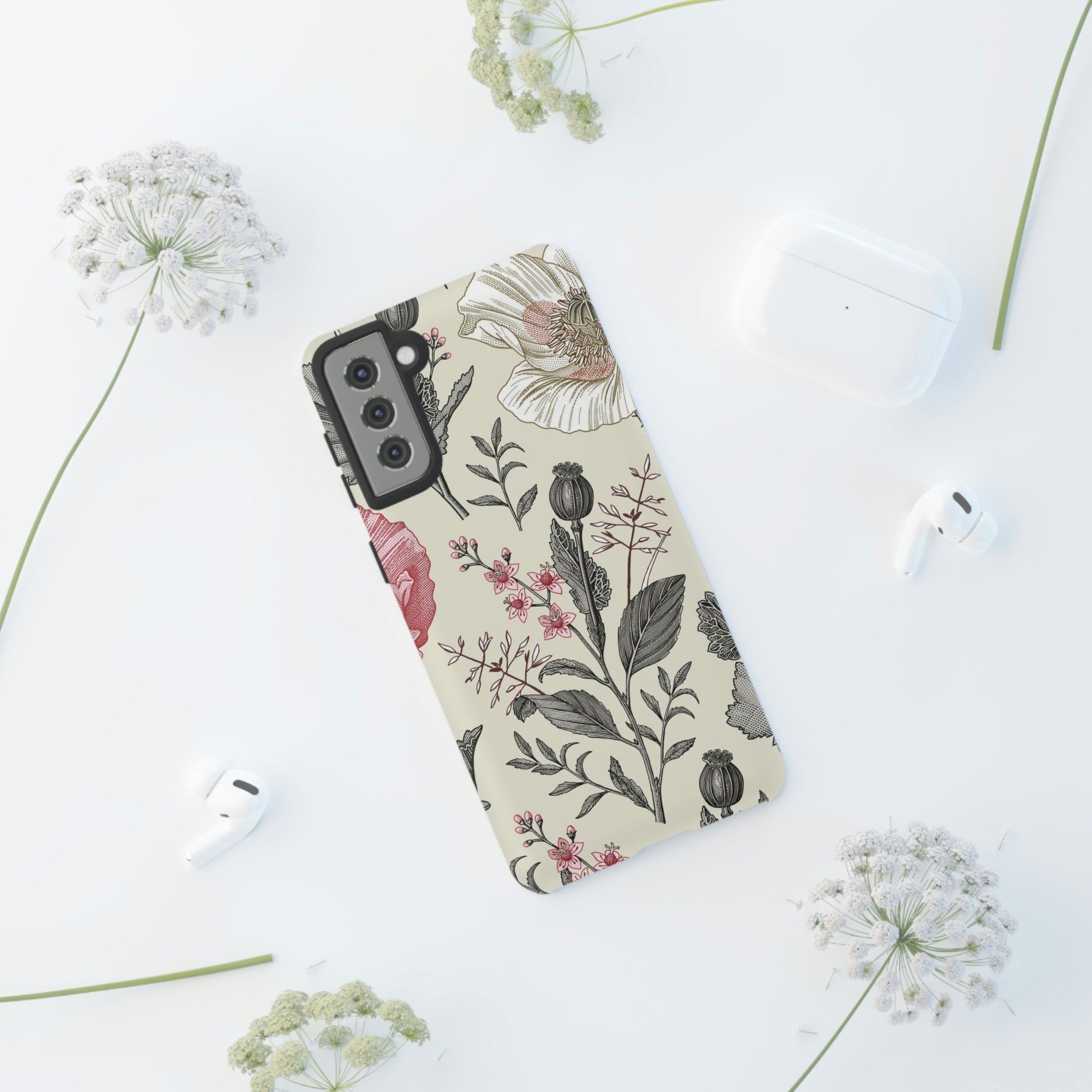 Poppy Pink Vintage Flower Samsung Case (Protective) Phone Case