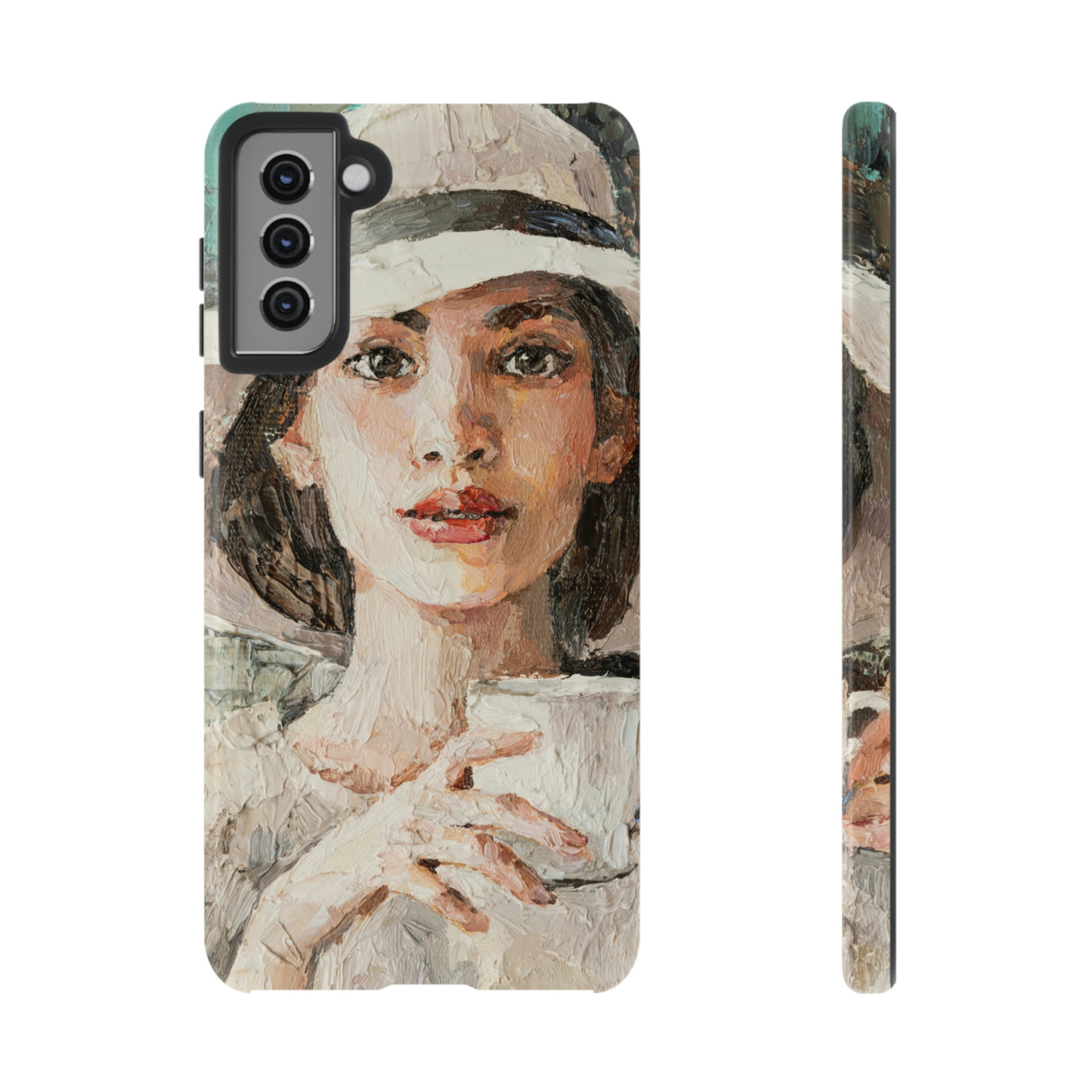 Lady White Hat Android Case (Protective) Samsung Galaxy S21 Plus Glossy Phone Case