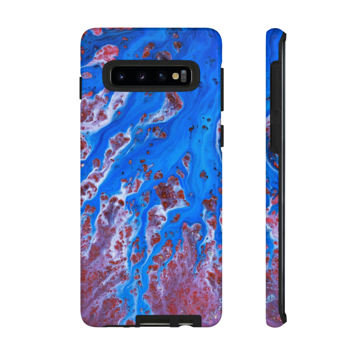 Bright Blue Ink Art Android Case (Protective) Samsung Galaxy S10 Glossy Phone Case