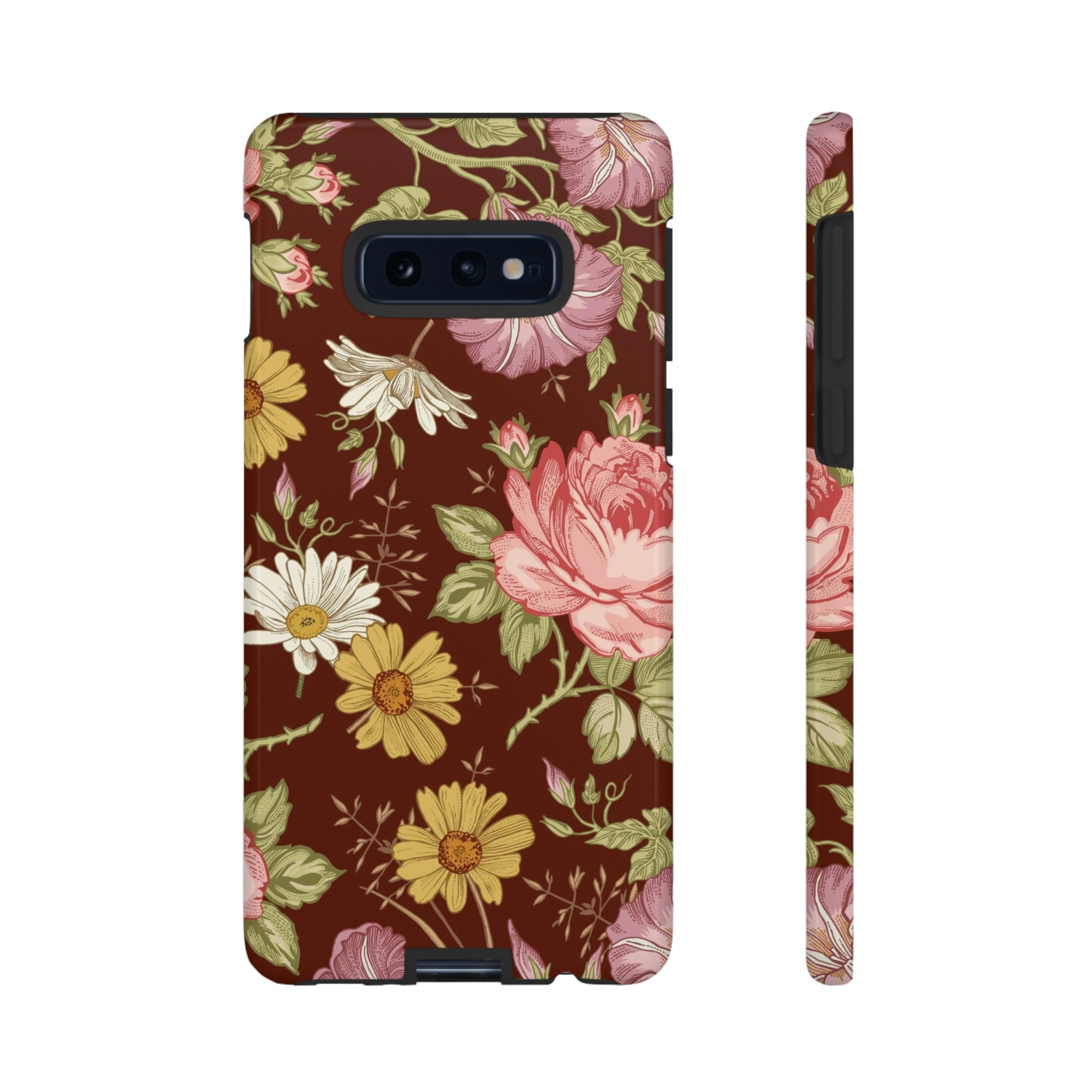 Dark red Vintage Flower Samsung Case (Protective) Samsung Galaxy S10E Glossy Phone Case