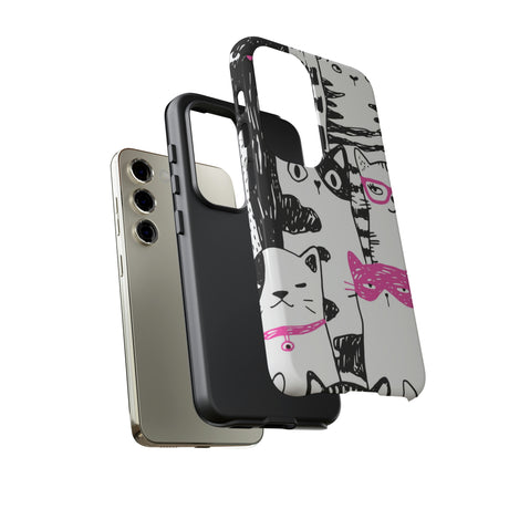 Black & Pink Cat Pattern Android Case (Protective) Phone Case