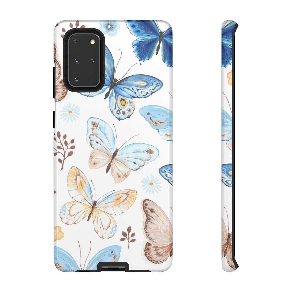 Flying Butterflies, Blue and Yellow Samsung Case (Protective) Samsung Galaxy S20+ Glossy Phone Case