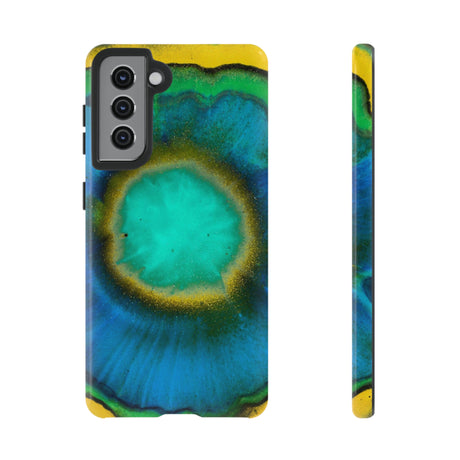 Neon Blue Ink Art Android Case (Protective) Samsung Galaxy S21 Glossy Phone Case