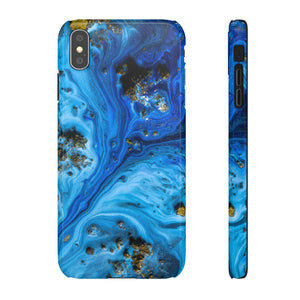 Blue Ice Melt Ink Art iPhone Case (Slim) iPhone XS MAX Glossy Phone Case