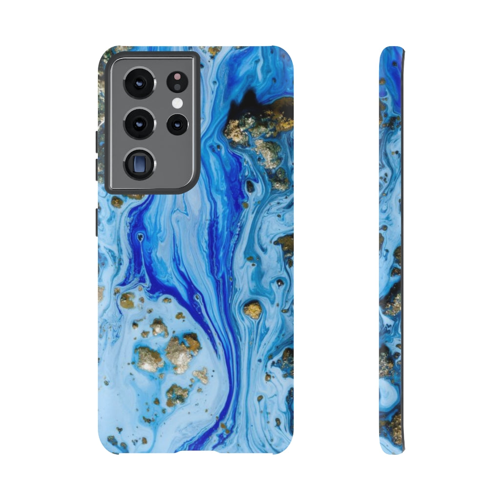 Blue Ice Ink Art Android Case (Protective) Samsung Galaxy S21 Ultra Matte Phone Case