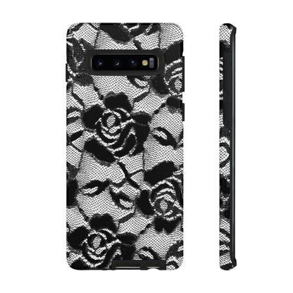 Black Rose Lace Gothic Flower Samsung Case (Protective) Samsung Galaxy S10 Glossy Phone Case