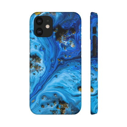 Blue Ice Melt Ink Art iPhone Case (Slim) iPhone 12 Mini Glossy Phone Case