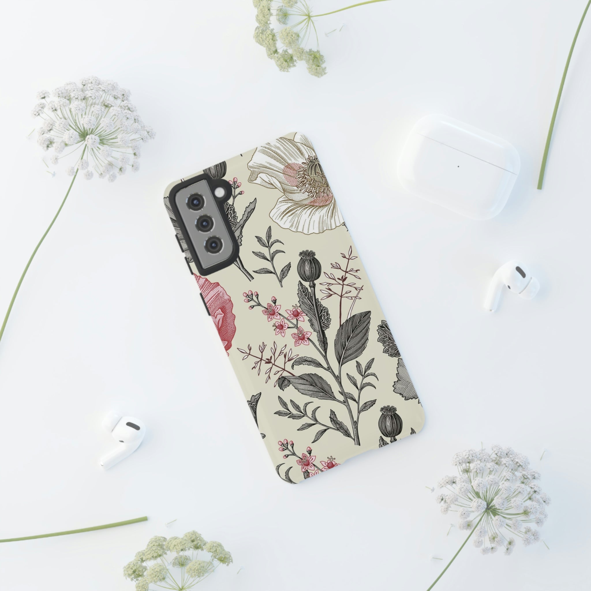 Poppy Pink Vintage Flower Samsung Case (Protective) Phone Case